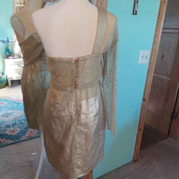 CLOSET CLOSING ELIE TAHARI Shimmer One Shoulder Dress - Picture 3 of 9